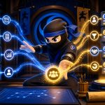 CRM website signals illustrated with a NinjaWeb ninja connecting forms analytics and lead workflows