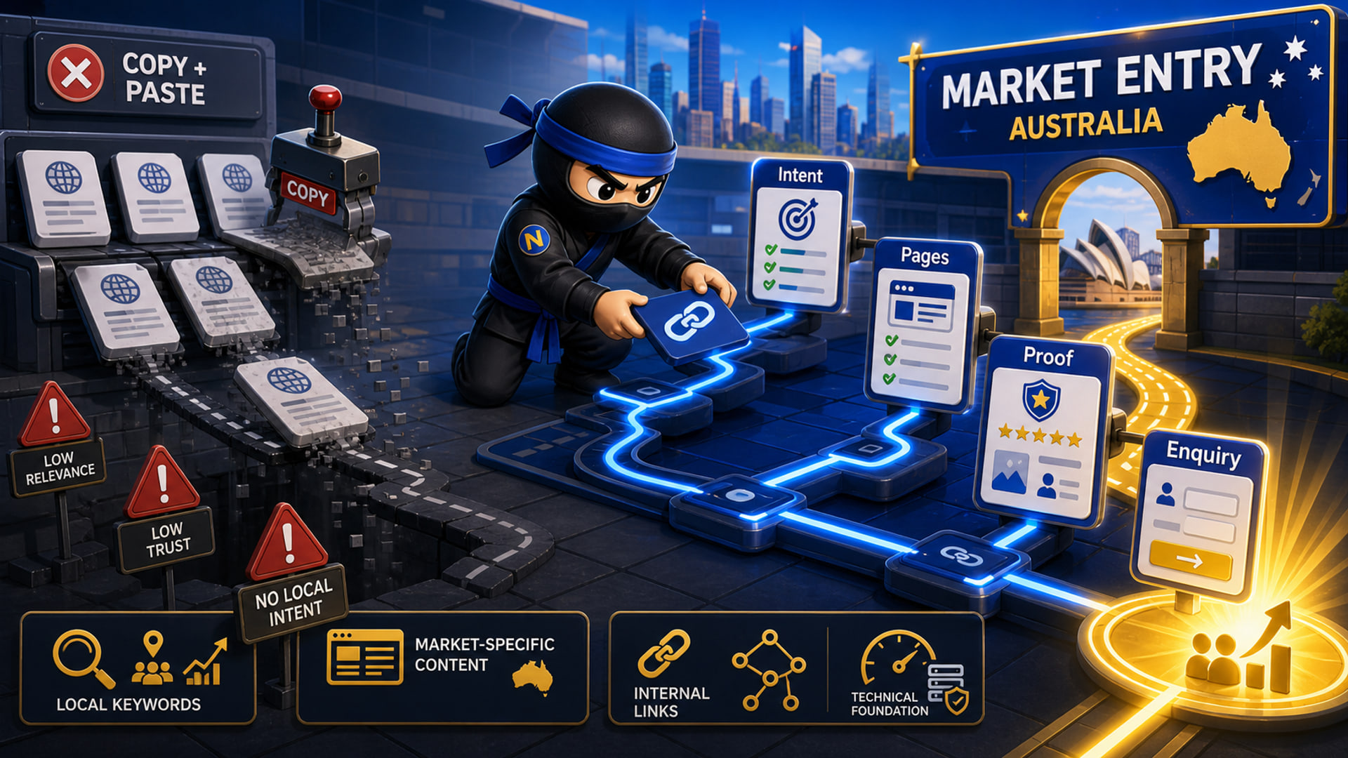 Cross-Border SEO Is Not Translation. It Is Market Entry. illustrated as a NinjaWeb featured image