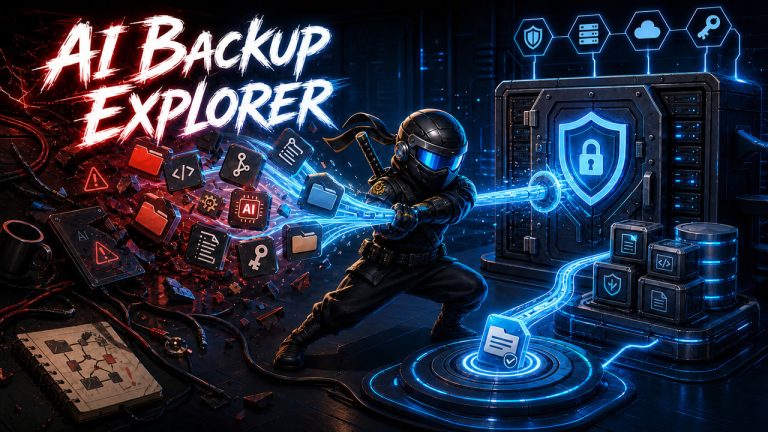 NinjaWeb AI Backup Explorer: Encrypted Backups for Local Work That Cannot Be Lost illustrated as a NinjaWeb featured image