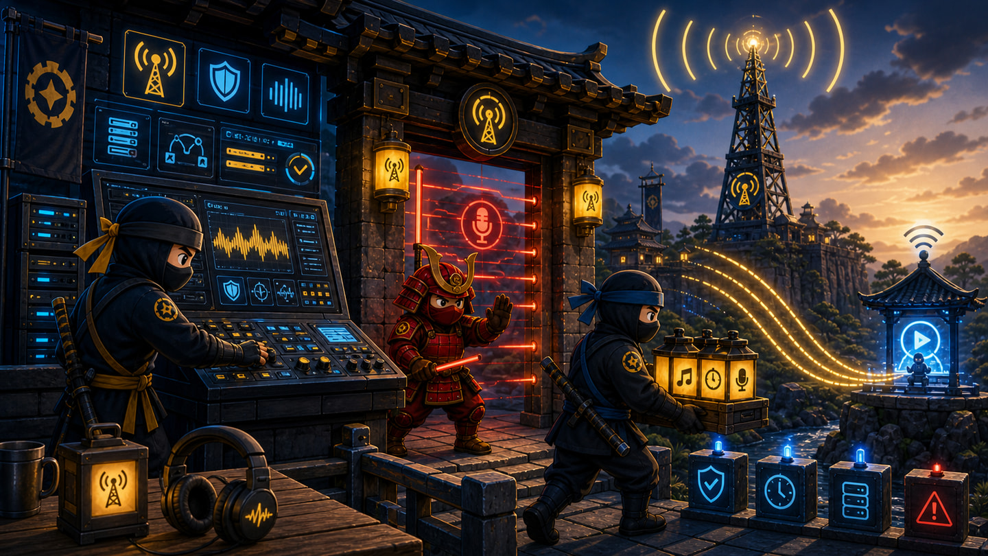 Radio Streaming Hosting: Why the Control Panel Matters More Than the Player illustrated as a NinjaWeb featured image