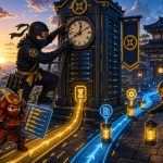 Server Cron illustrated by NinjaWeb operators controlling WordPress scheduled jobs