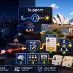 US to Australia: Why Time Zones, Support and Local Proof Matter Online illustrated as a NinjaWeb featured image