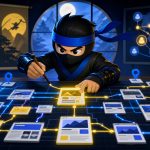 website structure SEO map illustrated with a NinjaWeb ninja organizing pages and internal links