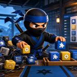 WordPress plugin problems illustrated with a NinjaWeb ninja sorting plugin blocks in a digital dojo