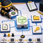 Node.js Deployment Basics: Version, App Root, Startup File and Environment Variables illustrated as a NinjaWeb featured image