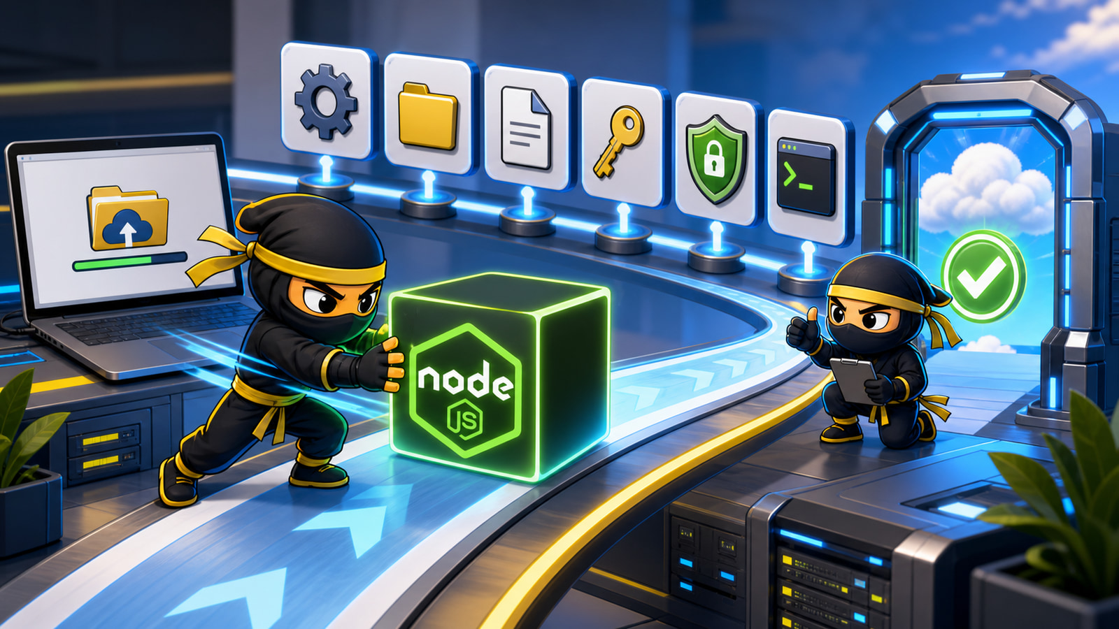 How to upload and run a Node.js app from cPanel illustrated as a NinjaWeb featured image