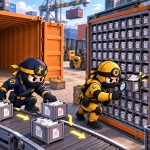 Uploads failing despite free space illustrated by NinjaWeb operators inspecting full file slots beside an empty container